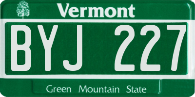 VT license plate BYJ227