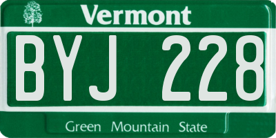 VT license plate BYJ228