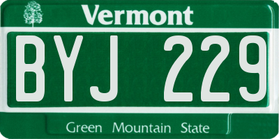 VT license plate BYJ229