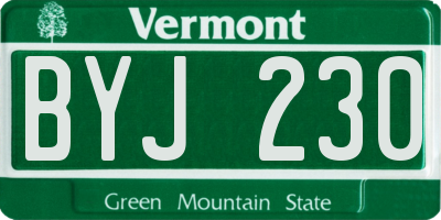 VT license plate BYJ230