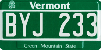 VT license plate BYJ233