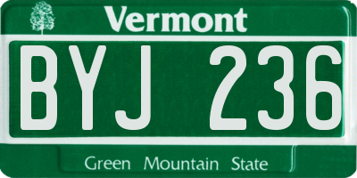 VT license plate BYJ236