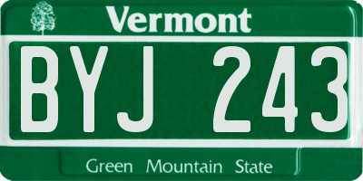 VT license plate BYJ243