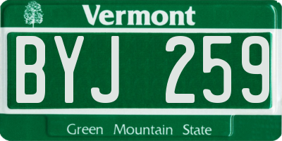 VT license plate BYJ259