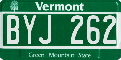 VT license plate BYJ262