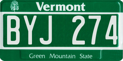 VT license plate BYJ274