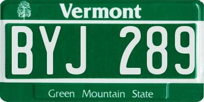 VT license plate BYJ289