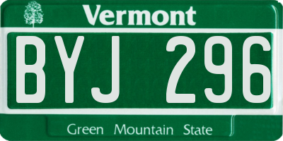 VT license plate BYJ296
