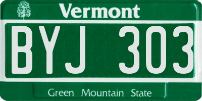 VT license plate BYJ303