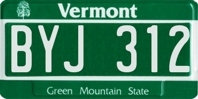 VT license plate BYJ312