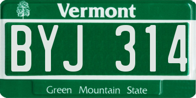 VT license plate BYJ314