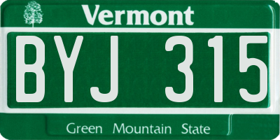 VT license plate BYJ315
