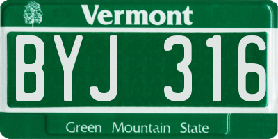 VT license plate BYJ316