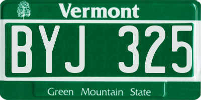 VT license plate BYJ325
