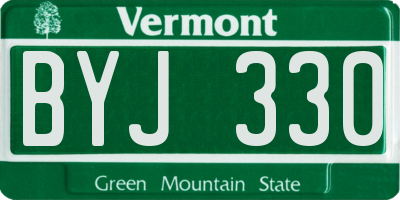 VT license plate BYJ330