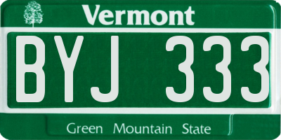 VT license plate BYJ333
