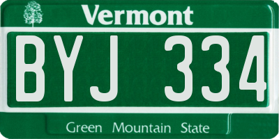 VT license plate BYJ334