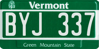 VT license plate BYJ337
