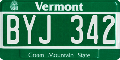 VT license plate BYJ342