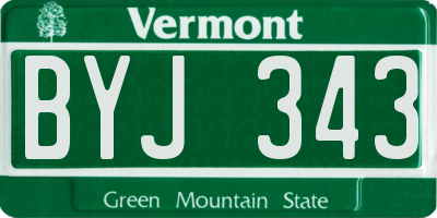 VT license plate BYJ343