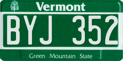 VT license plate BYJ352
