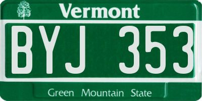 VT license plate BYJ353