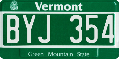 VT license plate BYJ354