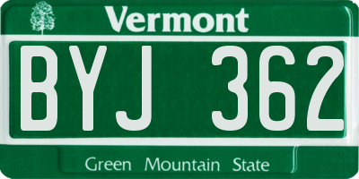 VT license plate BYJ362