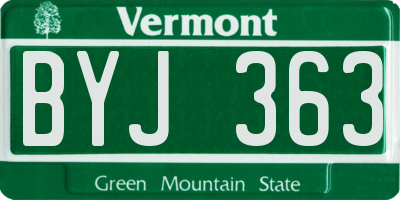 VT license plate BYJ363