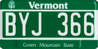 VT license plate BYJ366