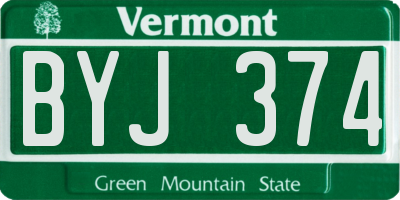 VT license plate BYJ374