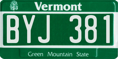 VT license plate BYJ381