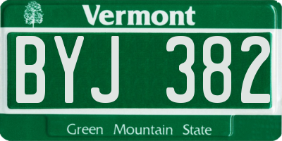 VT license plate BYJ382