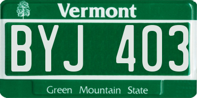 VT license plate BYJ403