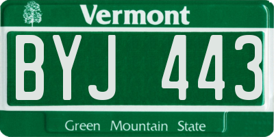 VT license plate BYJ443
