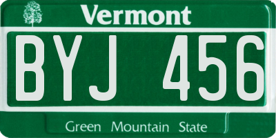 VT license plate BYJ456