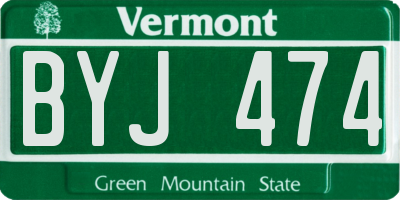 VT license plate BYJ474