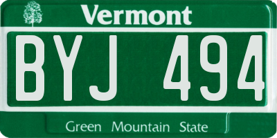 VT license plate BYJ494