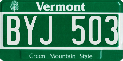 VT license plate BYJ503