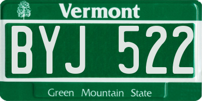 VT license plate BYJ522