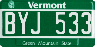 VT license plate BYJ533
