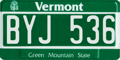 VT license plate BYJ536
