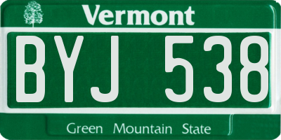 VT license plate BYJ538