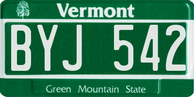 VT license plate BYJ542