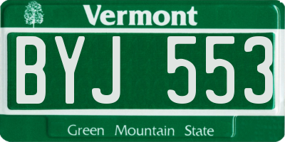 VT license plate BYJ553