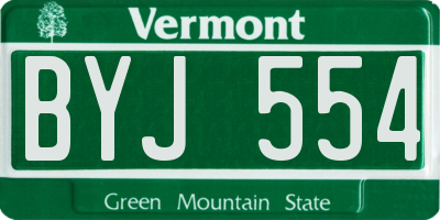 VT license plate BYJ554