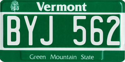 VT license plate BYJ562