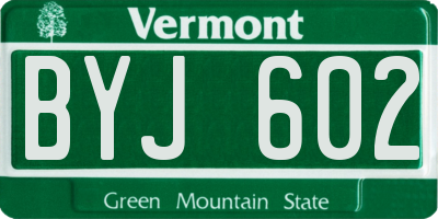 VT license plate BYJ602