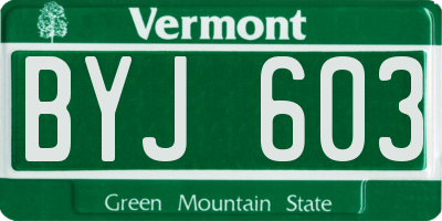 VT license plate BYJ603