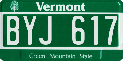 VT license plate BYJ617